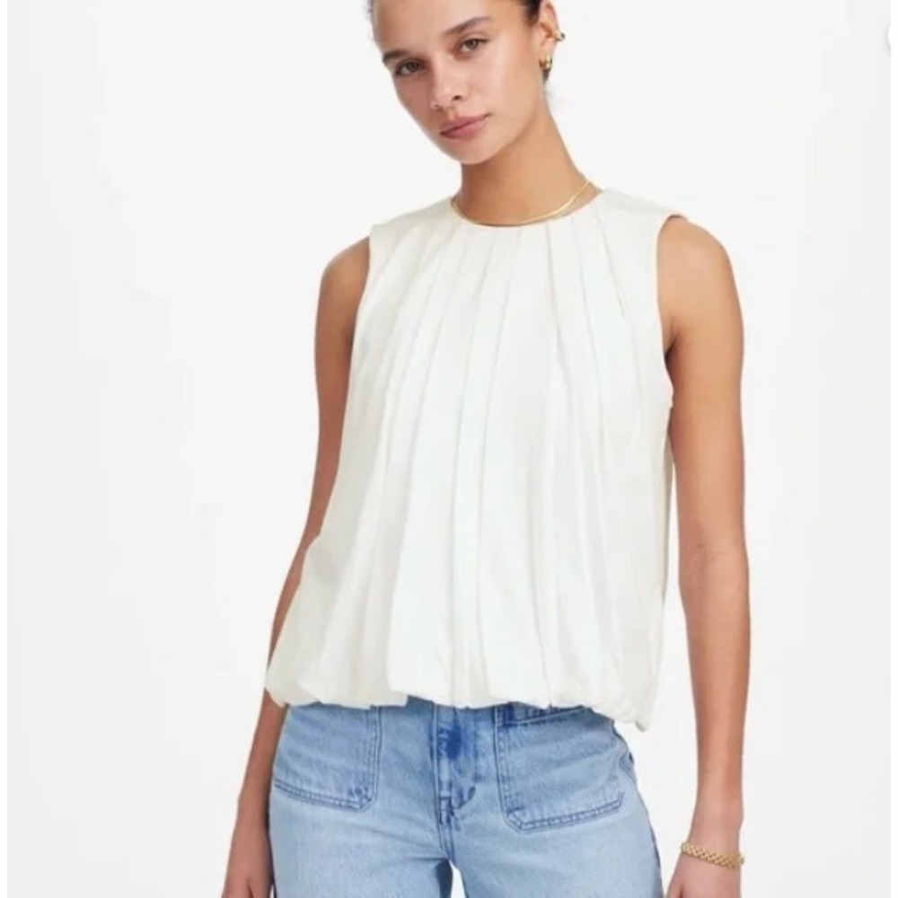 Madewell Cream Pleated Blouse NWT